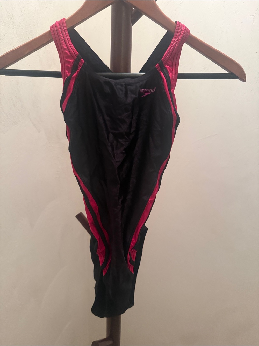 Speedo Black and Pink Racerback Performance Swimsuit